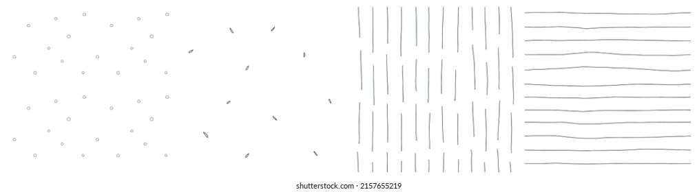 White seamless pattern set with abstract hand drawn lines and spots. Minimal clean vector design.