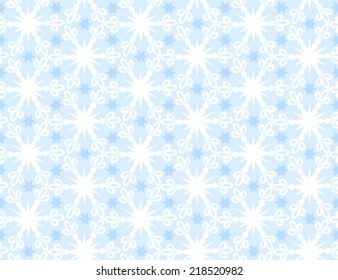 White seamless pattern of snowflakes on a blue background