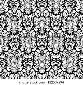 White seamless pattern, vector silhouette