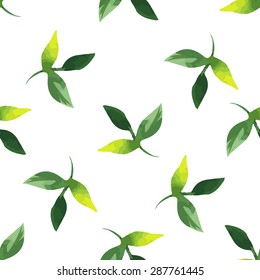 white seamless pattern with watercolor branch