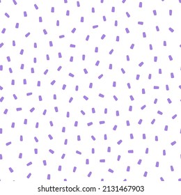 White seamless pattern whit purple sprinkles.