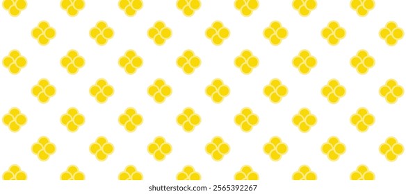 White seamless pattern with yellow flowers as a background