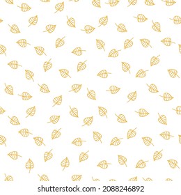 White seamless pattern with yellow leaves.