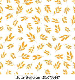 White seamless pattern with yellow plants