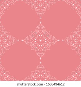 Impresión transparente en blanco sobre fondo rosa. Patrón de estilo indio. Ilustración del vector