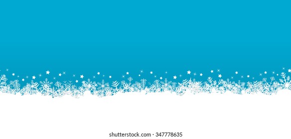 white seamless snow flakes on bottom side and colored background