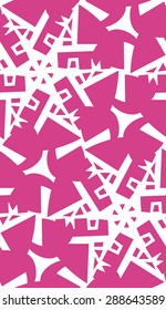 White seamless snowflake shapes over pink background