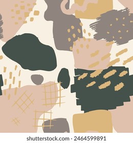 White Seamless Stylish Beautiful Artwork Pattern. Yellow Repetitive Doodle Hand Drawn Textile, Seamless Design. Blue Continuous Creative Geometric Template Art