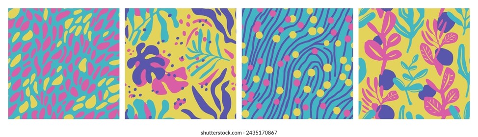 White Seamless Summer Blossom Element Pattern. Dark Repeated Abstract Bloom Template, Seamless Collection. Vivid Repetitive Classic Palm Paint Texture. 