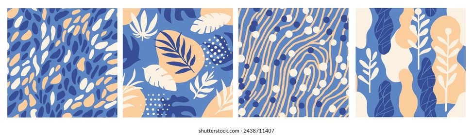 White Seamless Summer Graphic Watercolor Art. Black Repeated Abstract Beach Template, Seamless Set. Bright Repetitive Elegant Branch Artwork Texture. 