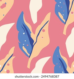 Patrón de invitación aislado de verano blanco sin costuras. Hojas orgánicas de color sin costura colorida, textura sin costura. Decoración Repetitiva Púrpura Fondo De Decoración De Jardín. 