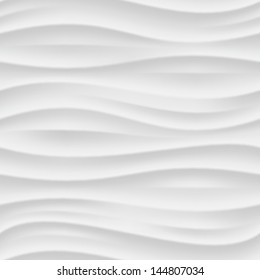 White seamless texture. Wavy background. Interior wall decoration. 3D Vector interior wall panel pattern.