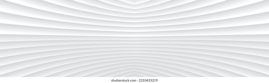 White seamless texture. Wavy background. Interior wall decoration. 3D Vector interior wall panel pattern.