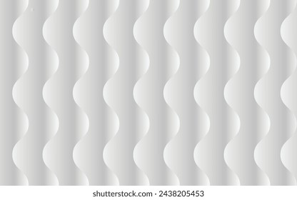 Weiße nahtlose Textur. Wellenförmiger Hintergrund. Die Inneneinrichtung der Wände. 3D Vector Innenwandpaneel Muster. Vektor weißer Hintergrund von abstrakten Wellen.