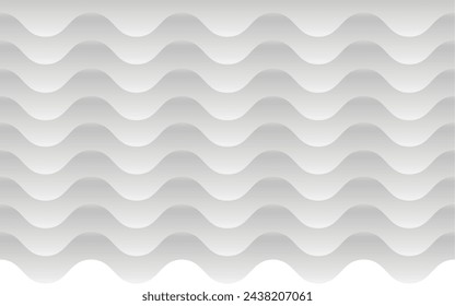 White seamless texture. Wavy background. Interior wall decoration. 3D Vector interior wall panel pattern.