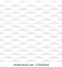 White seamless texture. Wavy background. Interior wall decoration. 3D Vector interior wall panel pattern. Vector white background of abstract waves.