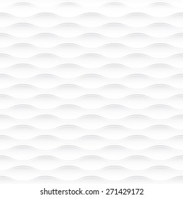White seamless texture. Wavy background. Interior wall decoration. 3D Vector interior wall panel pattern. Vector white background of abstract waves.