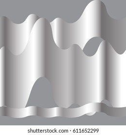 White seamless texture. Wavy background. Interior wall decoration. 3D Vector interior wall panel pattern. Vector white background of abstract waves.