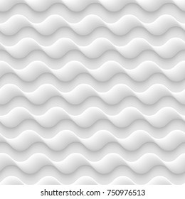 White seamless texture,pattern of abstract waves. 3d wavy background. White geometric abstract vector wallpaper