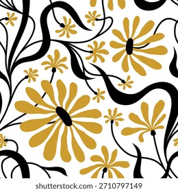 FONDO DE VECTOR INCONSÚTIL BLANCO CON CONVOLVULUS AMARILLO