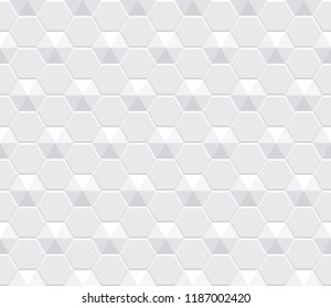 White seamless volumetric texture. Hexagonal modern pattern. Vector illustration