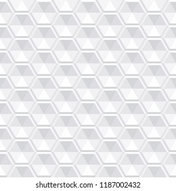 White seamless volumetric texture. Hexagonal modern pattern. Vector illustration