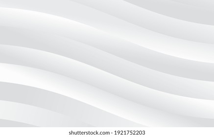 White seamless wave texture pattern. White wave paper art design. Wavy linen background. Interior wall decoration. 3D Vector interior wall panel pattern. Design geometrical. Vector illustration