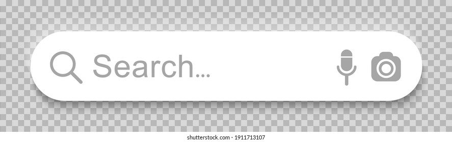 White Search Bar Web Page Internet Browser Button, Search Box Template Isolated, Search Box With Shadow On Transparent Background - Stock Vector