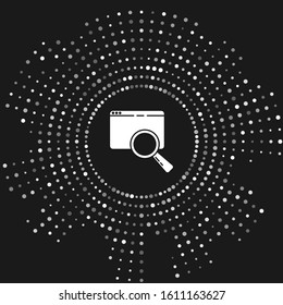White Search in a browser window icon isolated on grey background. Abstract circle random dots. Vector Illustration