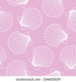 white seashells on pink background sea ocean shell pattern seamless vector.