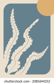 White seaweed stretches towards the sun, abstract painting