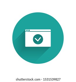 White Secure your site with HTTPS, SSL icon isolated with long shadow. Internet communication protocol. Green circle button. Vector Illustration
