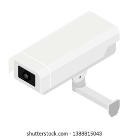 White security surveillance camera isometric view