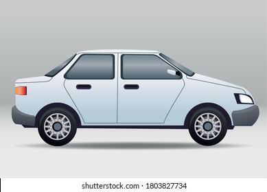 white sedan car vehicle branding scene vector illustration design