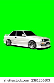 White Sedan Coupe Car Modification Vector Art