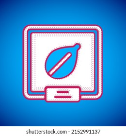 White Seeds of a specific plant icon isolated on blue background.  Vector