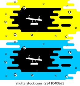 White Seesaw icon isolated on black background. Teeter equal board. Playground symbol.  Vector