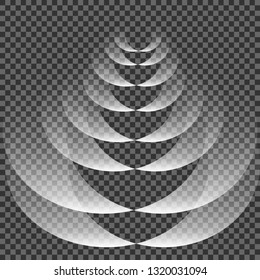 White semicircle sparkle special light effect. Vector glitters on a transparent background. Glittering particles of magical dust