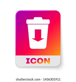 White Send to the trash icon isolated on white background. Rectangle color button. Vector Illustration