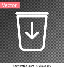 White Send to the trash line icon isolated on transparent background. Vector Illustration