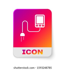 White Sensor icon isolated on white background. Rectangle color button. Vector Illustration
