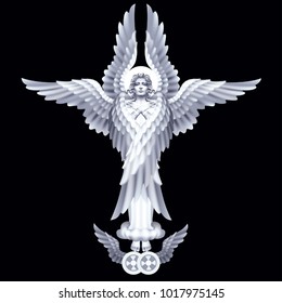White seraph on a black background