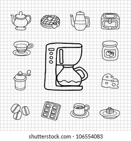 White Series - Coffee,cake  icon set