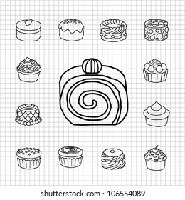 White series | Hand drawn cake icons