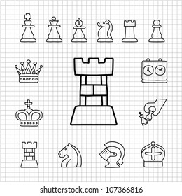 White series | Hand drawn Chess icon set