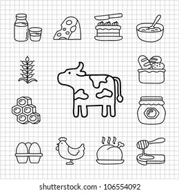 White Series | Hand drawn Dairy , Natural Product icon set