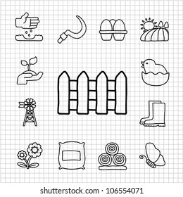 White series | Hand drawn Farm icon set