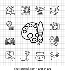 White Series |  Hand drawn  Hobby icon set