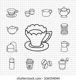 White Series | Hand drawn  Teatime,cake  icon set