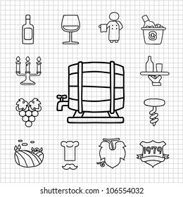 White Series | Hand drawn Wine icon set